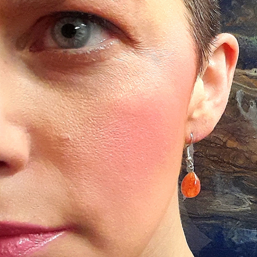 Genuine Sunstone Dangle Teardrop Earrings